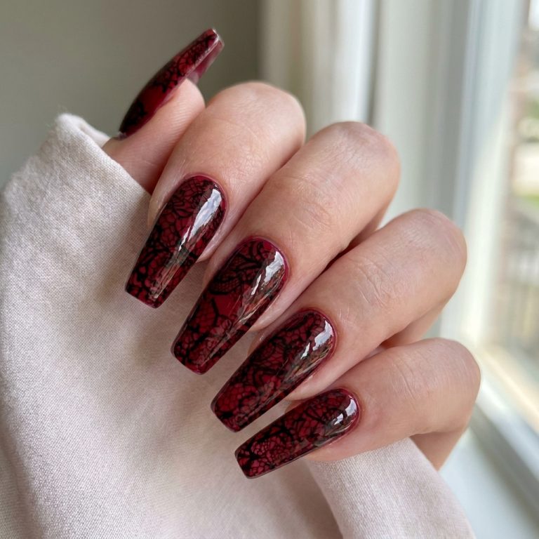 Top 10 Red & Black Acrylic Coffin Nails Ideas for 2025