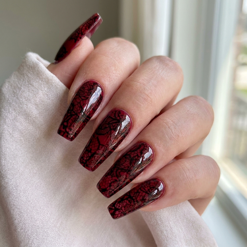 Top 10 Red & Black Acrylic Coffin Nails Ideas for 2025